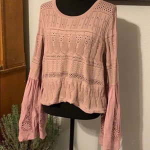 Altar”d State purple top with bell sleeves